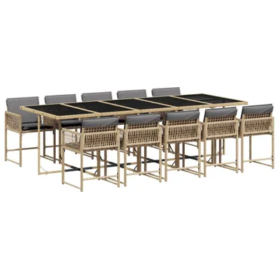 Produktbild von "im Sonderangebot" 11-tlg. Garten-Essgruppe - elegantes Design - Sitzgruppe/Gartenmöbel-Set - mit Kissen Beigemischung Poly Rattan - Terassenmöbel DEMöbel240159