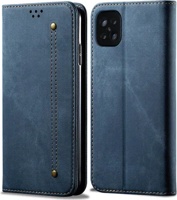 Image de OPPO A92S Housse, LaimTop Denim Cuir Portefeuille Fermeture magnétique Flip Bookstyle Housse avec fonction stand pour OPPO A92S OPPO A92S Bleu