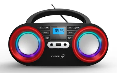 Produktbild von Cyberlux CD-Player | CD-Radio | Tragbares Kinder Radio | Boom Box | CD/MP3 USB AUX IN | LED-Disco-Beleuchtung | Schwarz/Rot