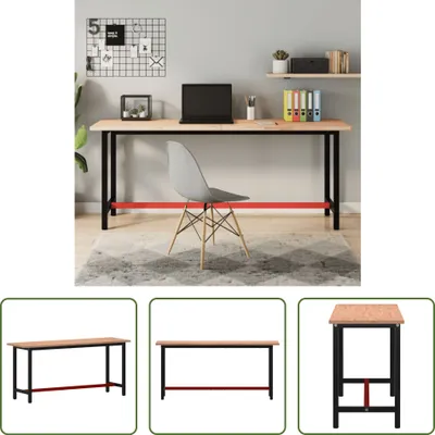 Image de The Living Store établi 180x55x81,5 cm bois massif hêtre et métal