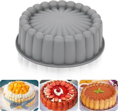 Image de Moules à gâteau en silicone - Formes rondes réutilisables et antiadhésives de 20 cm, idéales pour les gâteaux et les flans