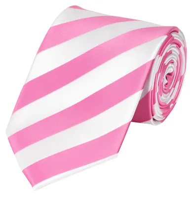 Produktbild von Fabio Farini - 1 Stück verschiedene Herren Krawatten - klassische Streifen Schlips in 8cm Breit (8cm), Weiß/Rosa