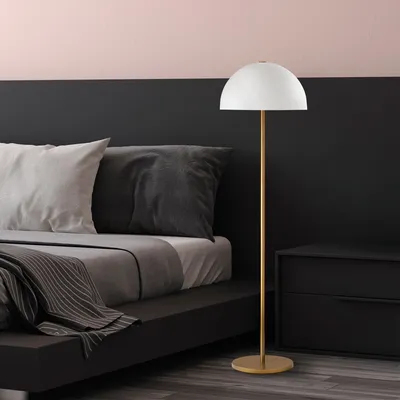 Image de Opviq, lampadaire moderne en métal, doré, 40 x 40 x 154 cm | Abat-jour : Ø 40 cm, hauteur 23 cm | Douille E27, max. 40 W, câble de 200 cm | Design élégant pour l'hôtellerie et la maison