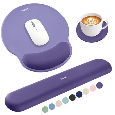 Image de Repose-poignet tapis de souris - Mousse à mémoire de forme - Gel - Repose-poignet clavier - Ensemble 3 en 1 - Antidérapant