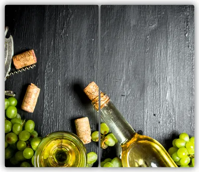 Produktbild von Tulup Glas-Herdabdeckplatte - 2x30x52cm - Glaskeramikkochfeld-Abdeckung Spritzschutz Zweiteilig Weißwein und Früchte