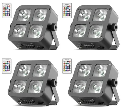 Produktbild von LED-PAR-Scheinwerfer - DMX-Bühnenlicht - 4er-Set - RGBWA+UV - Wiederaufladbar - 24 W - EU-Stecker