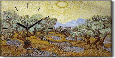 Produktbild von Dekor Leinwand Uhr Wandbilder Geräuschlos Kunstdruck 60x30 Oliven bäume - schwarze Hände
