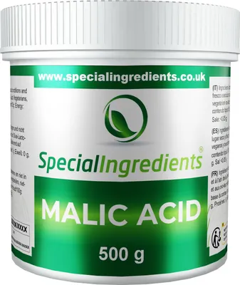 Image de Special Ingredients Poudre d'acide malique 500 g - Acide malique, Acide naturel pour la vinification / le brassage à domicile, qualité alimentaire