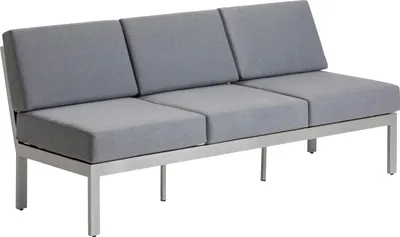 Produktbild von Dehner Loungebank Chicago, 3-Sitzer inkl. Sitzpolster, 195 x 79.5 x 76.5 cm (B/H/T), Sitzhöhe 47 cm, Aluminium / Polyester, grau / silber
