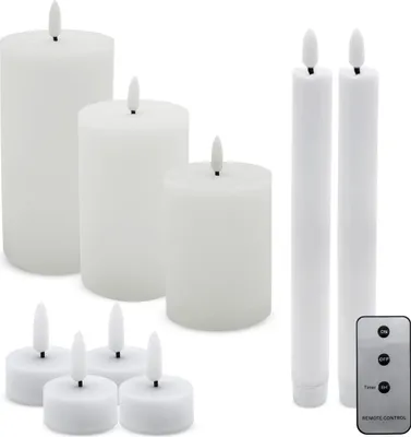 Obrázok produktu pre 1.07 Sada LED sviečok - 9 kusov - stĺpikové sviečky, tyčinkové sviečky a čajové sviečky s diaľkovým ovládaním / časovačom