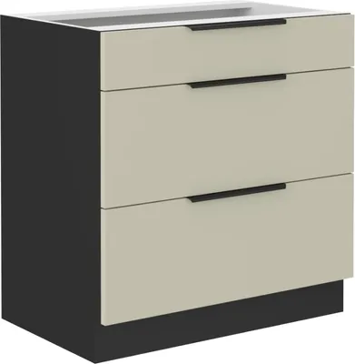 Produktbild von Kondela Unterer Küchenschrank Araka 80 D 3S BB – Kaschmir / Schwarz