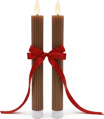 Image de Bougies effilées à LED, en cire véritable, lot de 2, avec minuterie