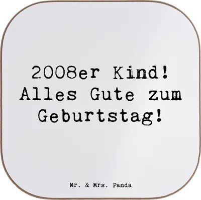 Produktbild von Mr. & Mrs. Panda Tischschoner Spruch 2008 Geburtstag - Weiß - Geschenk, Coaster, Jahrgangsfeier, Geburtstagsgeschenk, Geburtsjahr, gläseruntersetzer, feiern, Glückwunsch