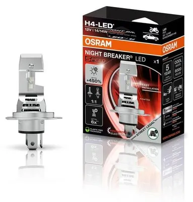 Produktbild von NIGHT BREAKER LED SPEED H4 Motorrad OSRAM Fernlicht Abblendlicht +450% heller