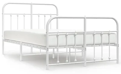 Obrázek produktu pro vidaXL Postel s čelem a nohou kovová bílá 120x190 cm