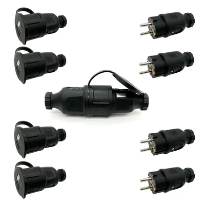 Produktbild von ARLI 5x Schutzkontaktstecker + 5x Schutzkontaktkupplung mit Deckel 16A IP44 – Set