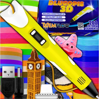Produktbild von 3D Stift mit LCD Display, 200 m PLA Filament, 3D Druckstift für Kinder und Erwachsene, kompatibel mit PLA und ABS