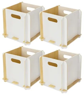 Zusammensteckbare Holzbox 25 cm weiß Aufbewahrungsbox für Bücherregale mit einer Tiefe von 25 cm 4 Stück