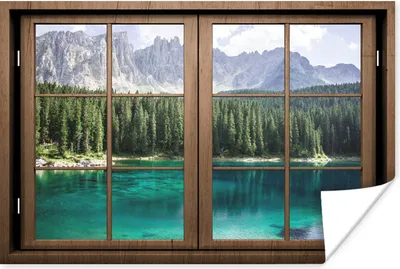 Produktbild von MuchoWow® Poster Aussicht - Baum - See 120x80 cm - Bilder