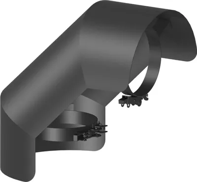 Produktbild von Ø 130 mm Ofenrohr Strahlungsschutz - Bogen 90° stehend - schwarz