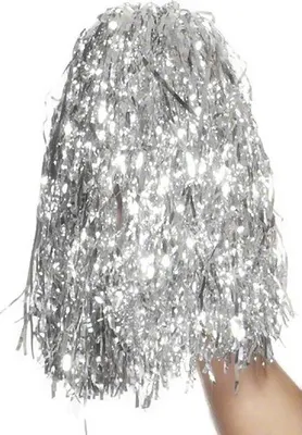 Produktbild von Pom Poms für Cheerleader silber - Einheitsgröße