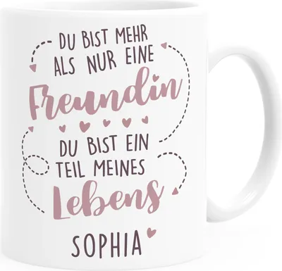 Produktbild von Geschenk-Tasse beste Freundin Du bist mehr als nur eine Freundin Du bist ein Teil meines Lebens personalisierte Geschenke Name anpassbar SpecialMe® Personalisiert weiß Keramik-Tasse