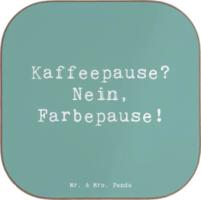 Produktbild von Mr. & Mrs. Panda Tassenuntersetzer Spruch Künstlerin Farbepause - Meeresbrise - Geschenk, Berufe, Untersetzer Glas, Berufsgestaltung, Pause, Kunstschaffende, Kreativität