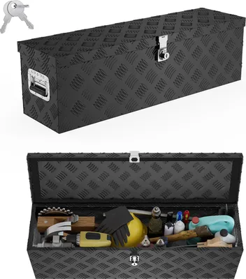Obrázok produktu pre LZQ 80 litrový hliníkový box na náradie hliníkový box na náradie box na náradie uzamykateľný box na prívesy box na nákladné vozidlá box na ťažné zariadenie čierny
