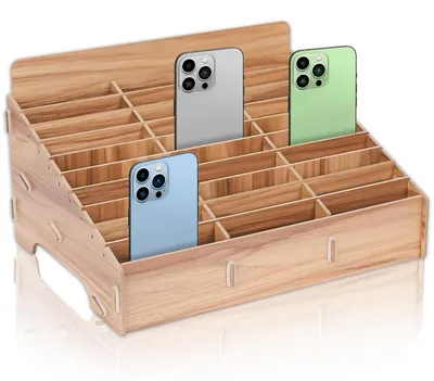 Produktbild von Holz-Aufbewahrungsbox für Mobiltelefone mit 30 Fächern