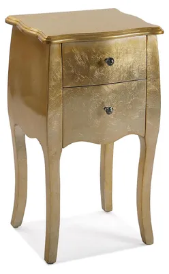Nachtkastje mit 2 Schubladen, 71x35x40 cm, MDF-Holz, Gold