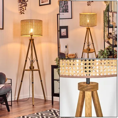 Produktbild von Varoni Stehlampe aus Holz/Wiener Geflecht/Rattan in Naturfarben/Beige