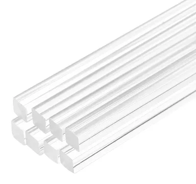 8 Acrylstäbe, quadratisch, 12x300 mm, transparent, DIY
