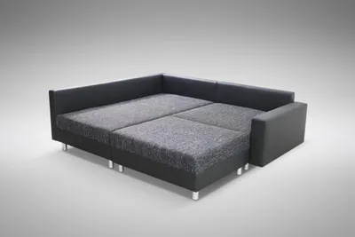 Produktbild von Modernes Sofa Couch Ecksofa Eckcouch in schwarz Eckcouch mit Hocker  - Minsk L