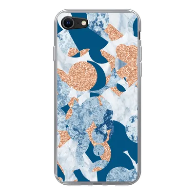 Produktbild von MuchoWow® Handyhülle Schutzhülle Hülle für iPhone 7 Marmor - Geometrische Formen - Glitter Silikon Softcase Handy Hülle - Kartenhalter