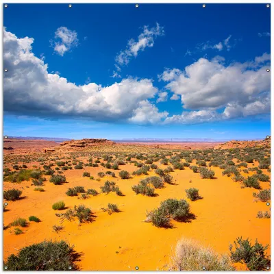 Produktbild von Wallario XXL Outdoor-Poster für Garten oder Balkon, Motiv Wüste in Arizona - blauer Himmel mit Wolken I, in ca. 200 x 200 cm