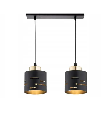 Produktbild von FKL DESIGN Home Deco Deckenlampe Deckenleuchte 2-flammig E27 Metall Lampenshirm Lampe aus Serie (Schwarz, N910-BZ2)
