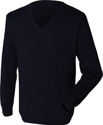 Immagine prodotto di Henbury maglia fine da uomo con scollo a V RW659 (S) (blu marino)