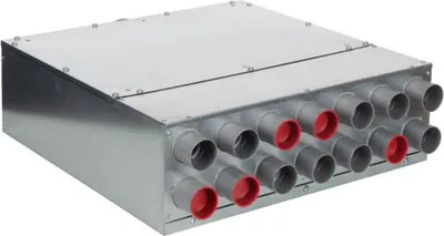 Produktbild von 14-fach Luftverteiler mit integriertem Schalldämpfer für DN 50 Kunststoff-Flexkanal Anschluss DN 180