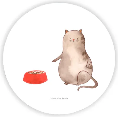 Produktbild von Mr. & Mrs. Panda Kühlschrankmagnet Katze Fressen - Weiß - Geschenk, magnet für pinwand, Memohalter, kühlschrank, rundmagnet