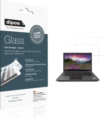 Produktbild von 2x Schutzfolie für Lenovo Thinkpad T470s - Anti-Shock 9H Folie dipos Glass Kunststoffglas