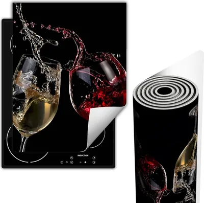 Immagine prodotto di Piastre copri fornelli Copri piano cottura in Vetroceramica 40x52 cm Tappetino antiscivolo Roll-up, nero vino