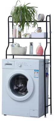 Zdjęcie produktu dla Herzberg HG-03282: Trzypoziomowa półka do pralki i łazienki – czarna