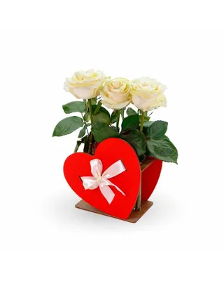 Image de puzzle 3D, vase décoratif HEART, EWA, bois, 8 pièces