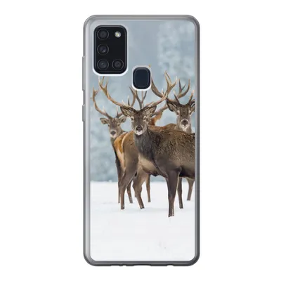 Produktbild von MuchoWow® Handyhülle Schutzhülle Hülle für Samsung Galaxy A21s Hirsche - Tiere - Schnee - Winter - Landschaft - Natur Silikon Softcase Handy Hülle - Hartschale