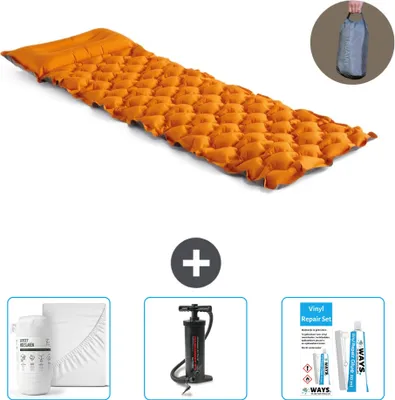 Produktbild von Intex Campingmatte – 1 Person – 71 x 191 x 11 cm – Orange – im Lieferumfang enthalten Spannbettuch - Pumpe en Reperaturset