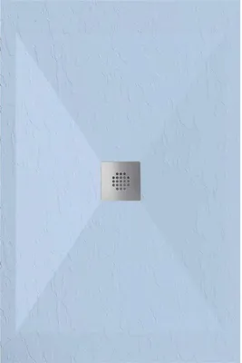 Produktbild von Mineralguss-Duschwanne extra flach DEXA Schieferoptik GRAU 70x100 cm  Ablaufschutz in Chrom