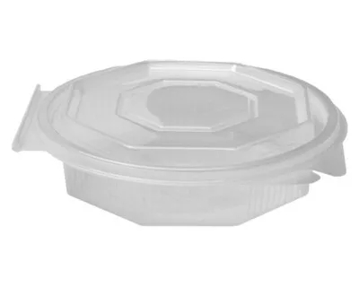 Produktbild von 50x Achteckbecher klar mit angehängtem Deckel  250 ml (PP)