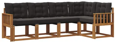 Immagine prodotto di vidaXL Set divani da esterno con cuscini 5 pezzi Naturale e Nero