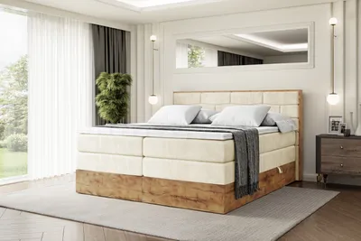 Produktbild von ALTDECOR Boxspringbett mit Matratze und Lattenrost, Topper, Polsterbett mit Bettkasten, Bett mit Stauraum H3- und H4- Matratze, Doppelbett, Springboxbett -LOLLI8 KING-180x200 - Beige Monolith
