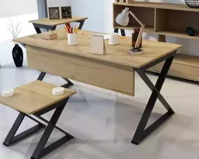 Produktbild von Moderner Hellbrauner Holztisch Arbeitstische Büromöbel Designer Pult